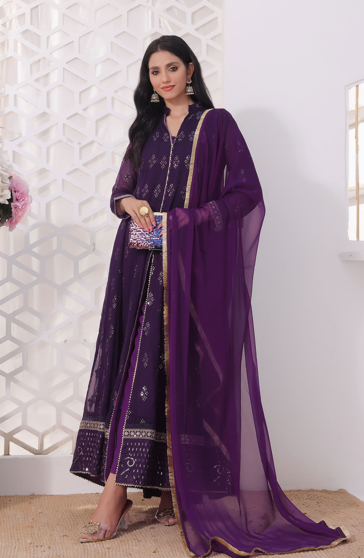 Raqs E Mughal Stitched Collection By AL Harir Apparel - Ruby Purple