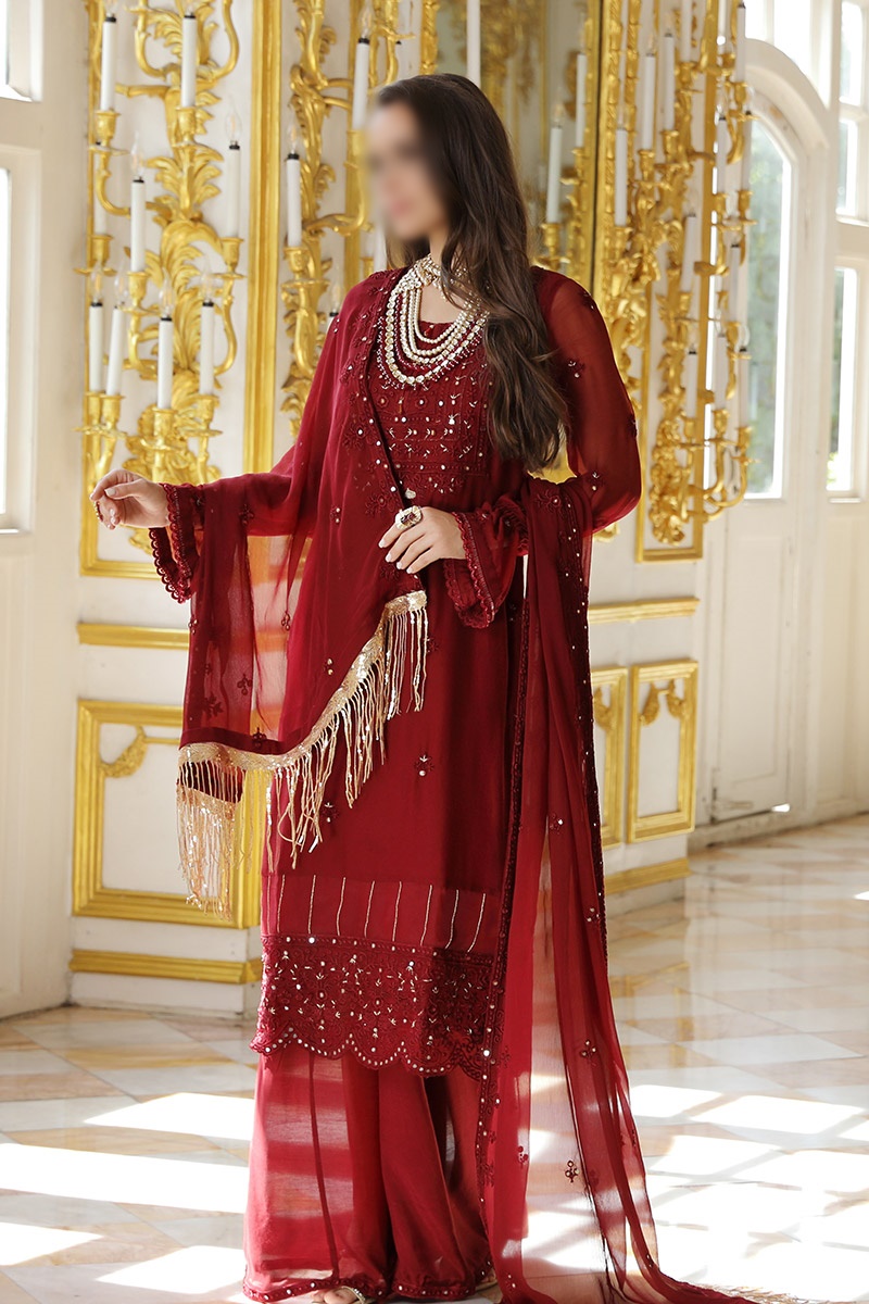 Merakish Unstitched Luxury Formal Collection 2023 - Ruby Red