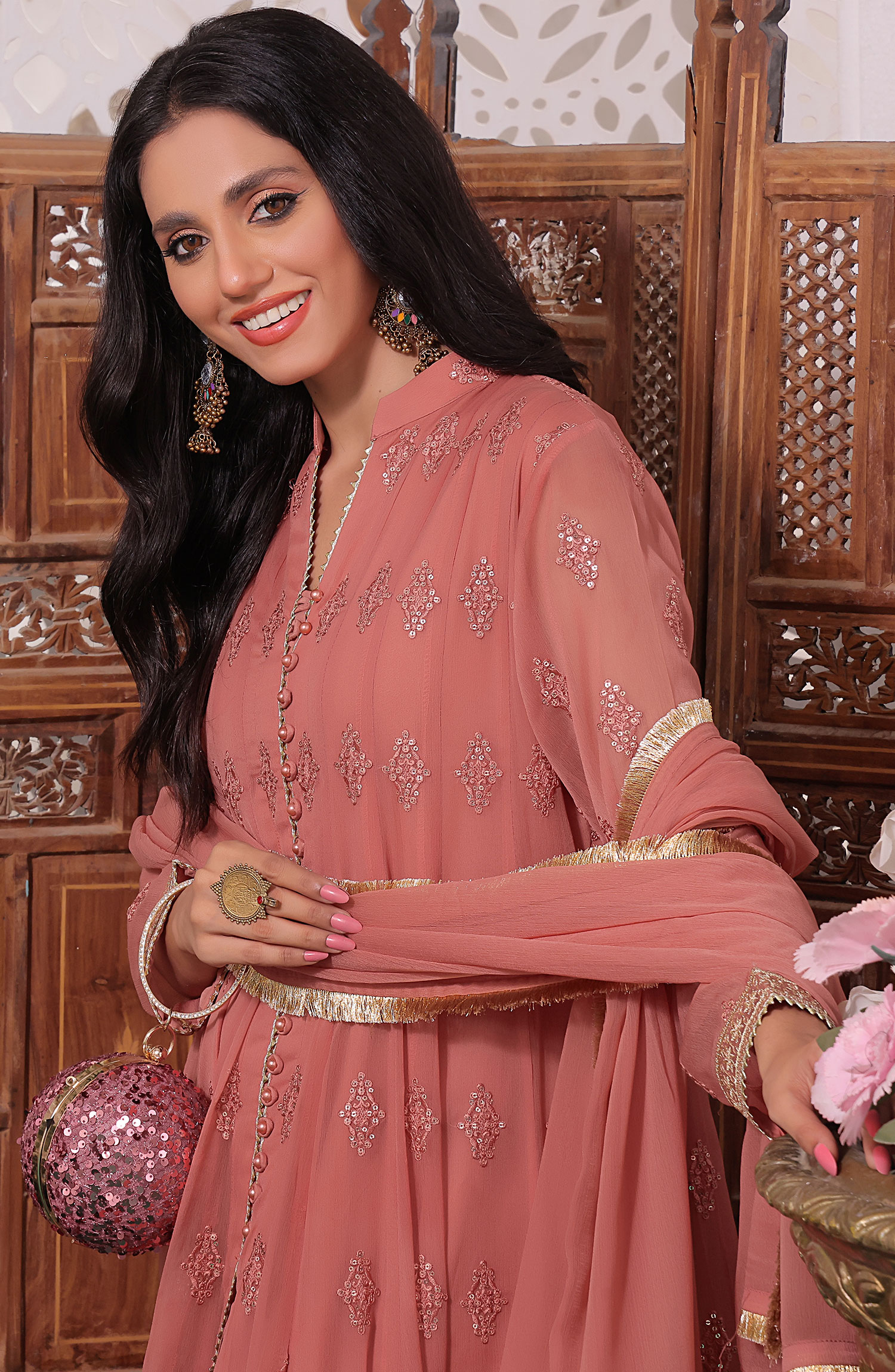 Raqs E Mughal Stitched Collection By AL Harir Apparel - Ruby Tea Pink