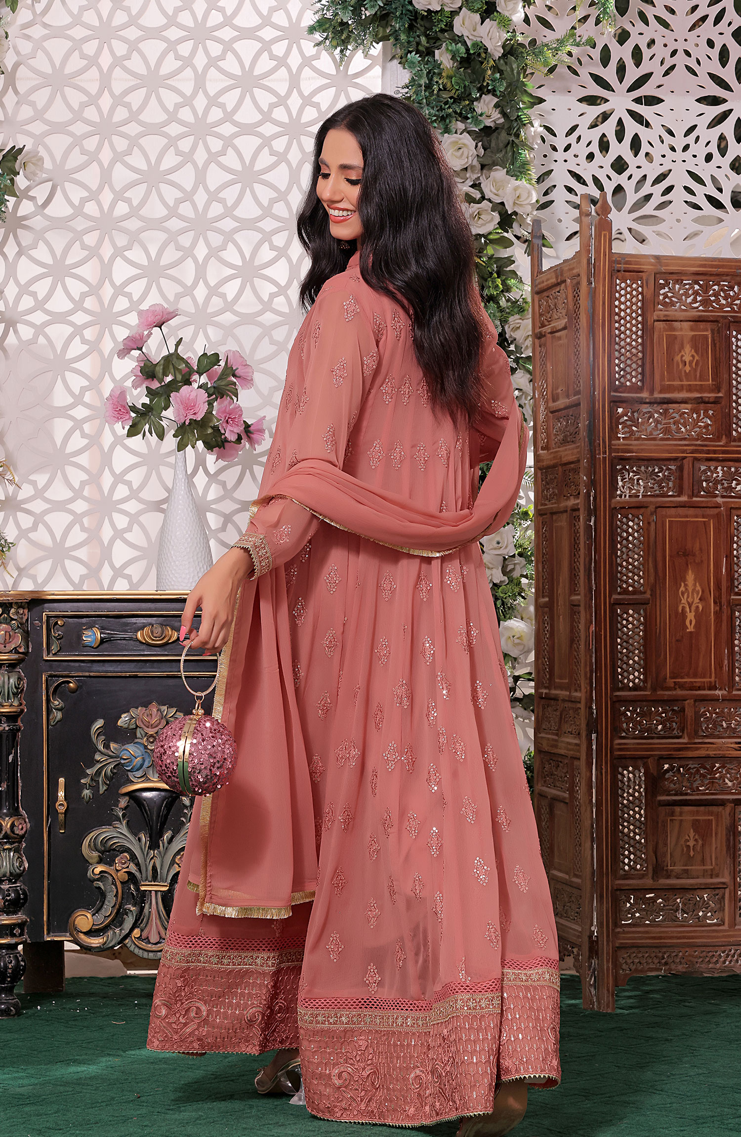 Raqs E Mughal Stitched Collection By AL Harir Apparel - Ruby Tea Pink