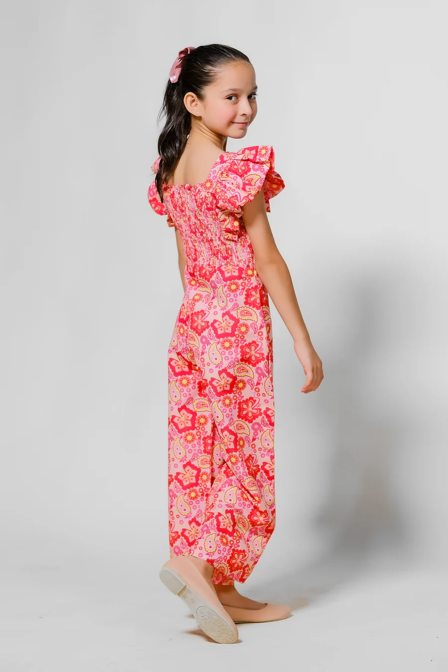 Kids 1 pc ready to wear - Scarlet Paisley Jumpsuit