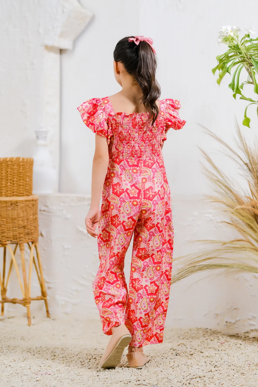 Kids 1 pc ready to wear - Scarlet Paisley Jumpsuit