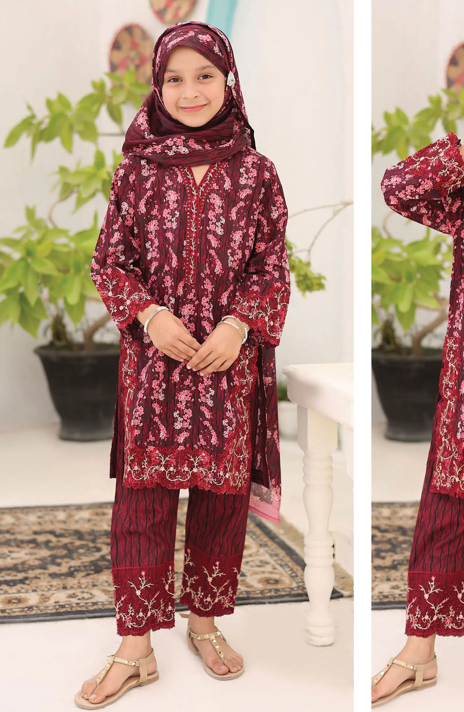 Shifa Girls Lawn Embroidered Collection Vol 07 - SH-2436K MAROON