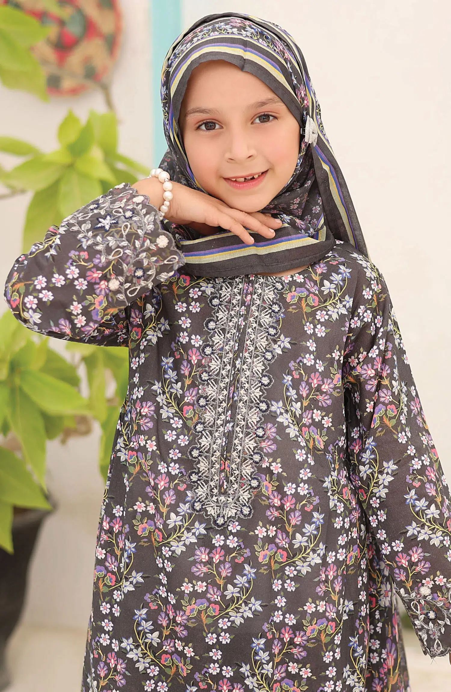 Shifa Girls Lawn Embroidered Collection Vol 07 - SH-2438K GREY