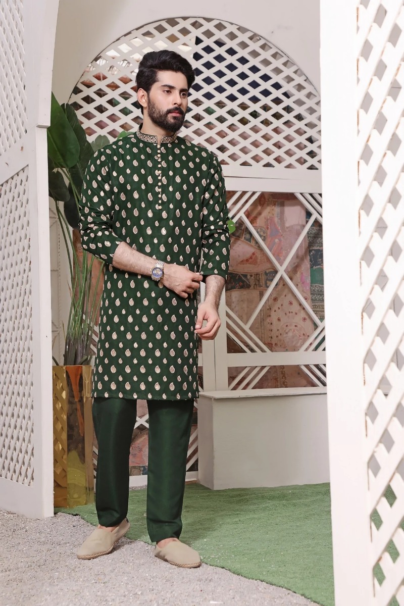 TGM Shalwar Kameez Swiss Green