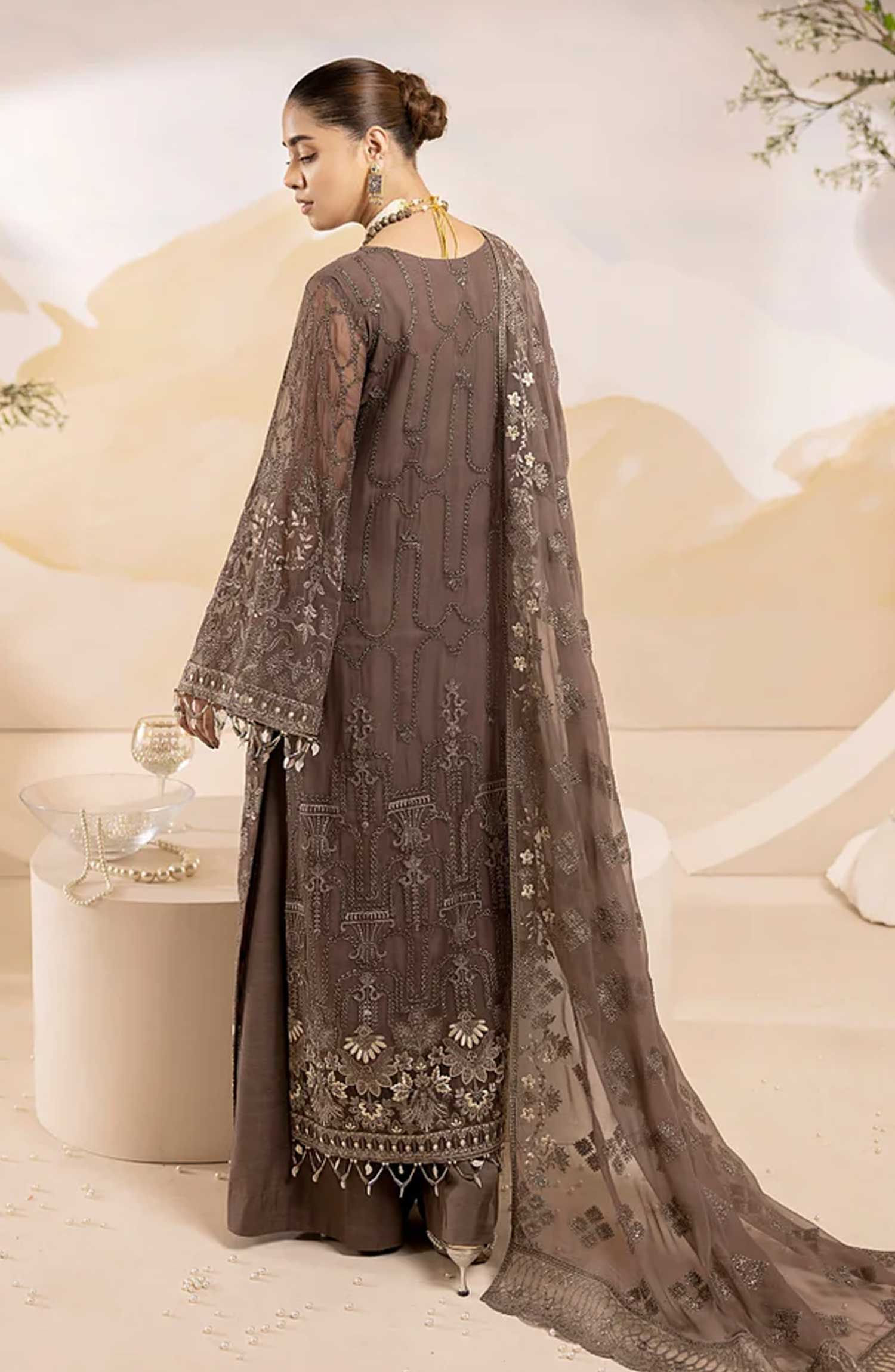 Lamisah Luxury Chiffon Unstitched Collection By Lavish Premium - Umber