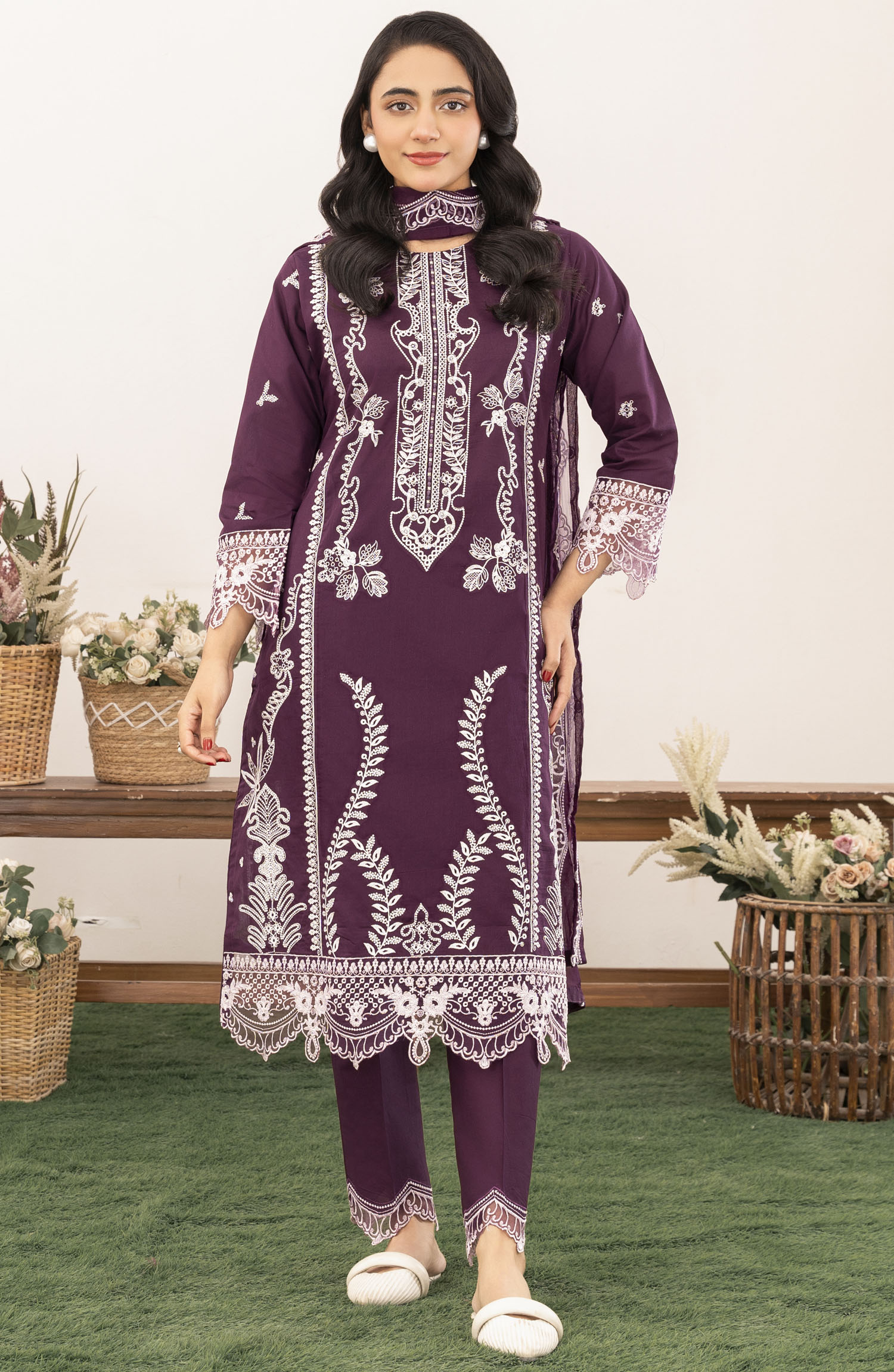 Roop Rang Stitched Collection By AL Harir Apparel-Hoorain Purple