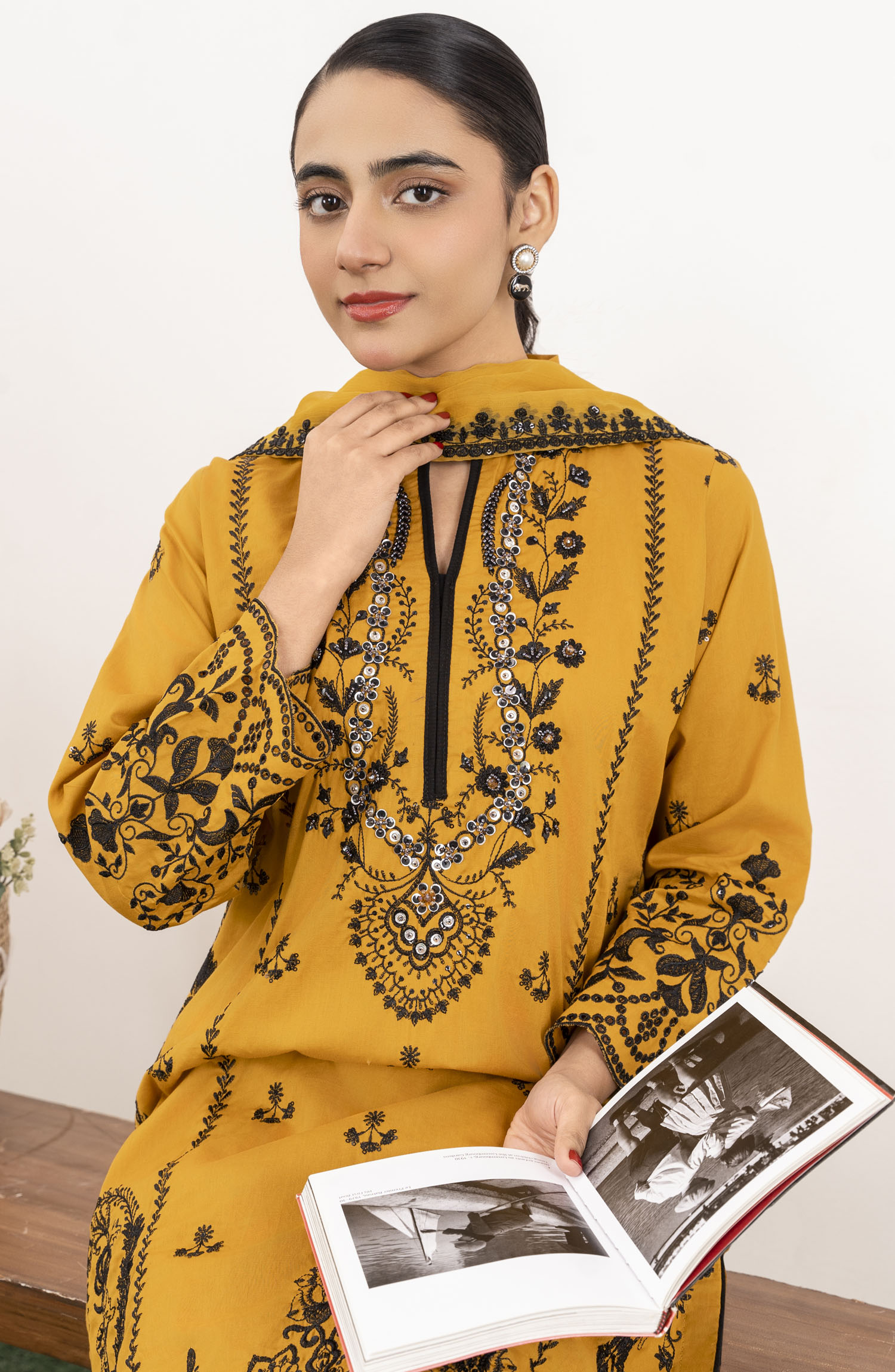 Roop Rang Stitched Collection By AL Harir Apparel-Parisa Mustard