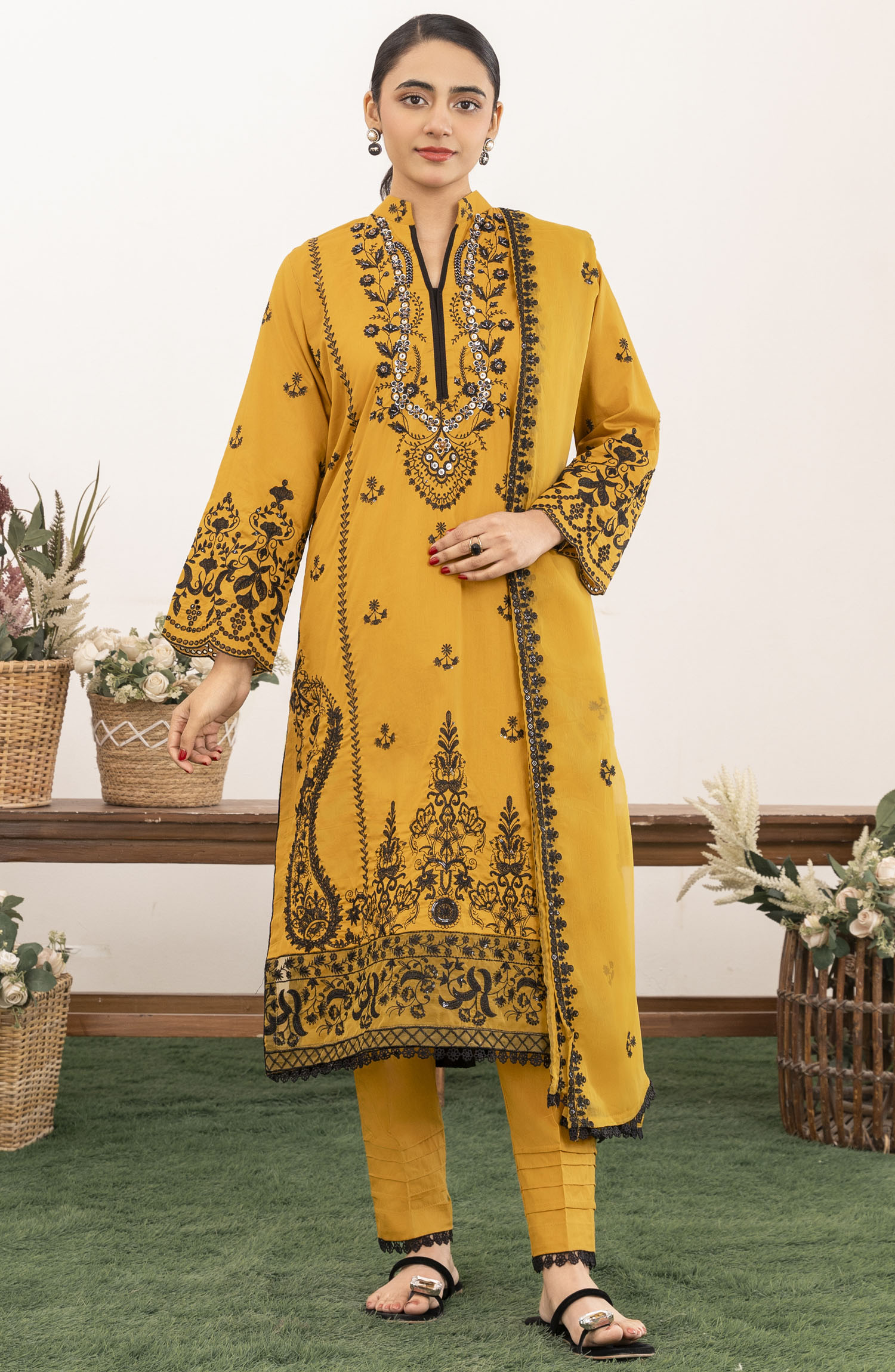 Roop Rang Stitched Collection By AL Harir Apparel-Parisa Mustard