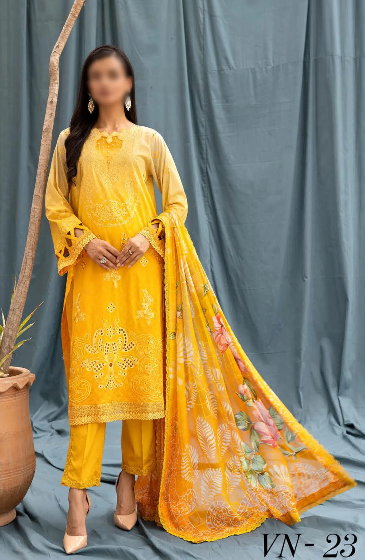 Vantage Printed and Embroidered Lawn Collection By NUR - VN-23