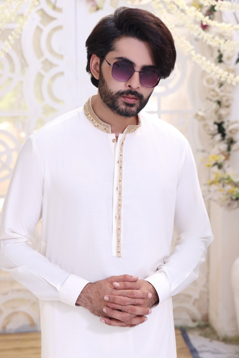 TGM Fancy Shalwar Kameez White Shark