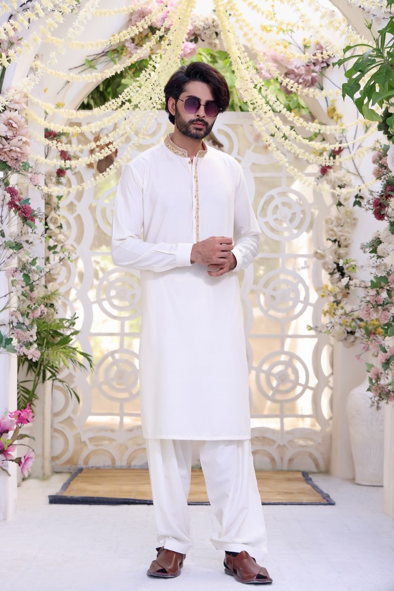 TGM Fancy Shalwar Kameez White Shark