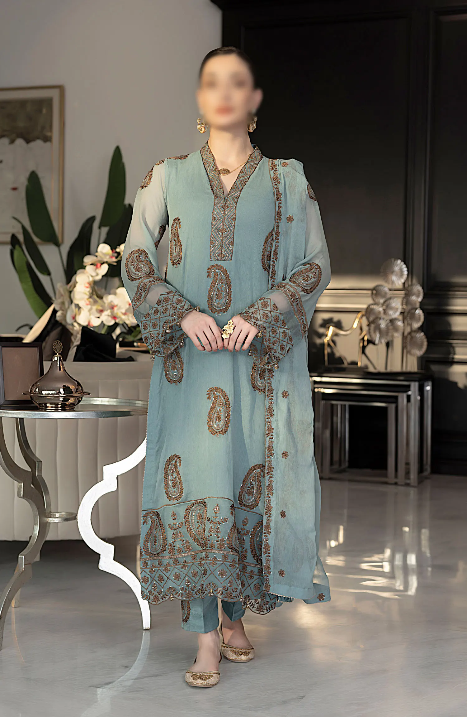 Merakish Unstitched Luxury Formal Collection Vol 10 2024 - Wild Blue