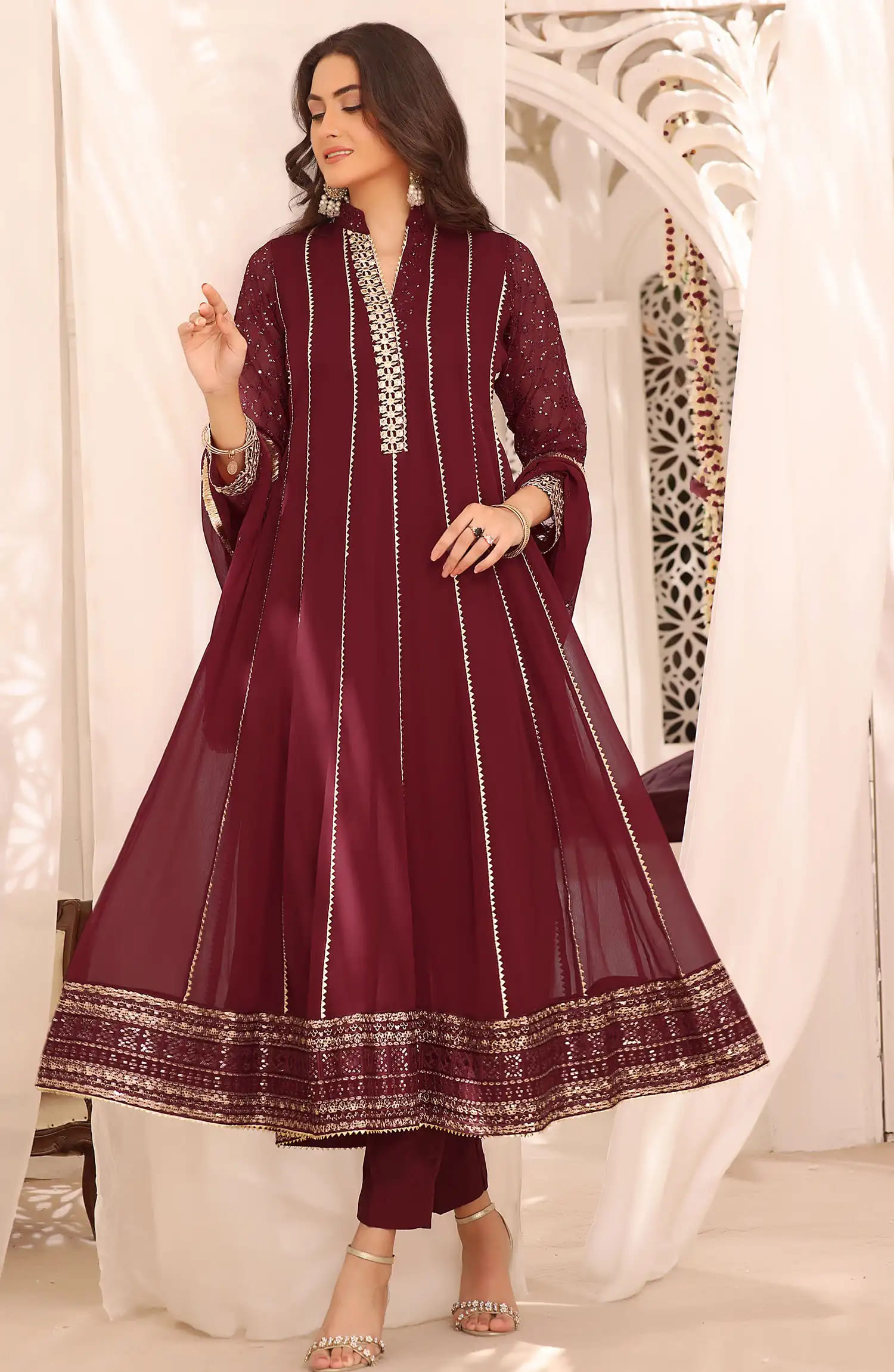 Roop Rang Stitched Collection By AL Harir Apparel-Zarif Maroon